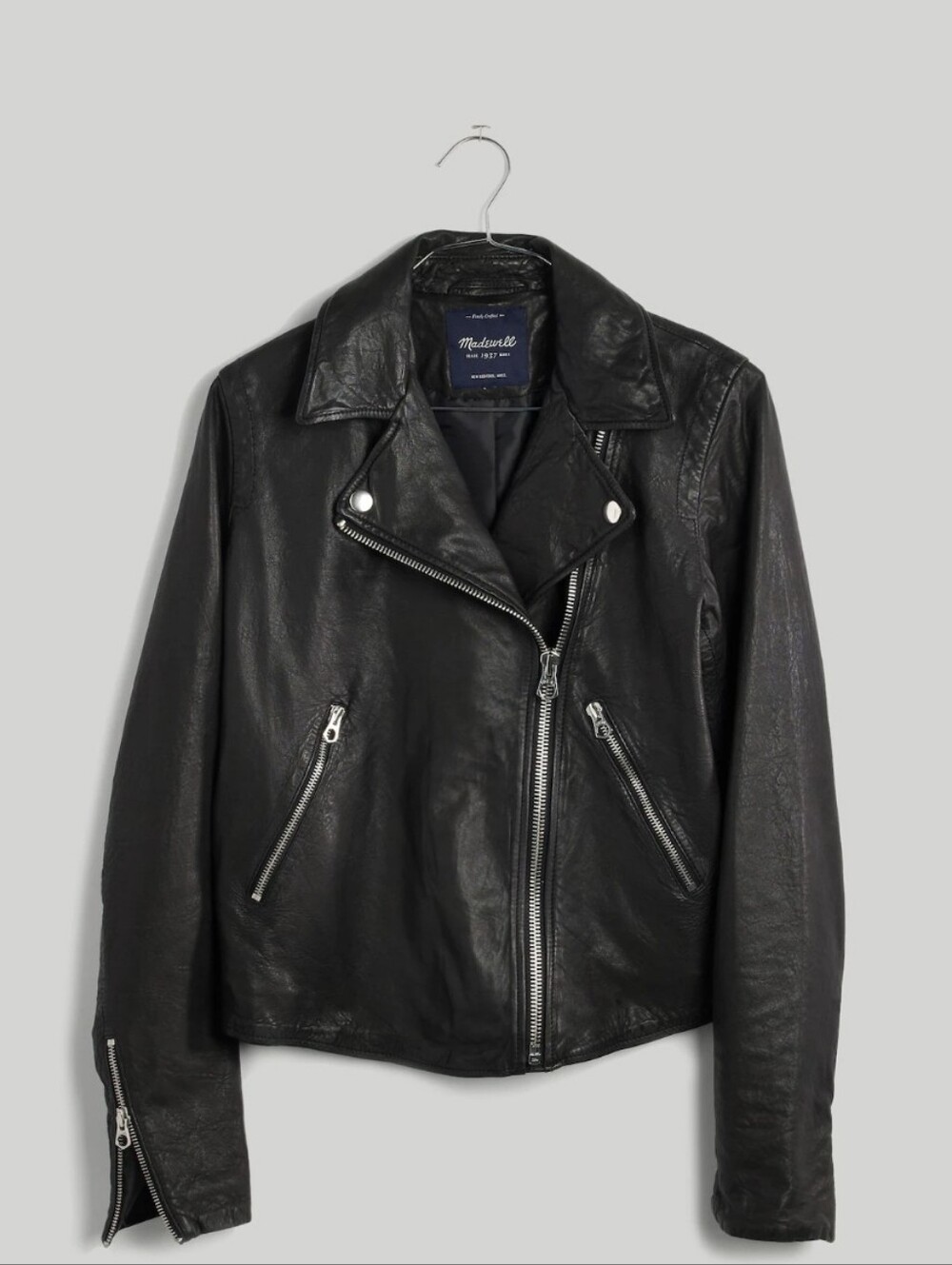 Madewell The Washed Leather Motorcycle Jacket Black XS - Picture 3 of 9